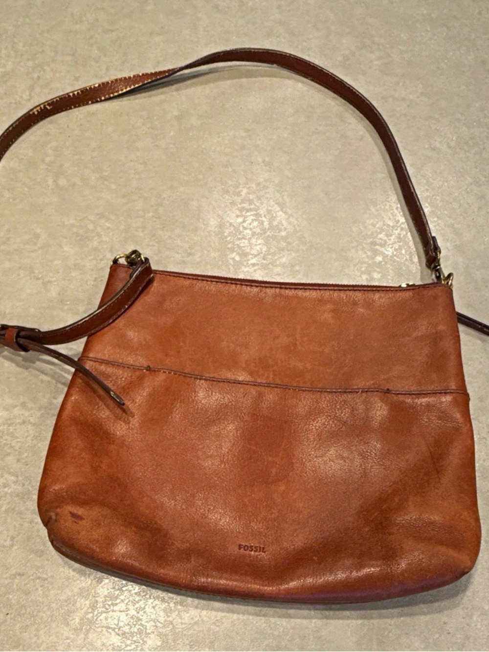 Fossil Rustic Brown Leather Shoulder Bag